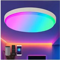 JDONG Deckenleuchte LED 30/40/50CM, RGB Deckenleuchte Rund 3000K-6500K, Led Deckenleuchte dimmbar, Kompatibel mit Alexa, APP-Steuerung, Google Assistant, Fernbedienung, für Schlafzimmer, Wohnzimmer, Kinderzimmer