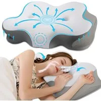 Esun Schönheitskissen Nackenstützkissen, Kopfkissen Memory Foam, Kissen Seitenschläferkissen, Füllung: Rückstellschaum, Rückenschlafer, Bauchschlafer, Seitenschlafer, Innovatives Design, das nicht auf die Ohren drückt, Kissen für Seiten Rücken & Bauc