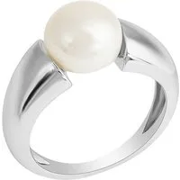 Zeeme Fingerring Silber 925 rhodiniert mit einer weißen Perle 10-10,5mm