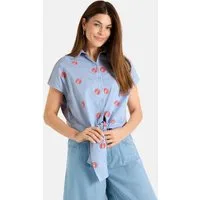 Lieblingsstück Hemdbluse RiyaL mit Knoten-Detail, kontrastfarbene Stickereien