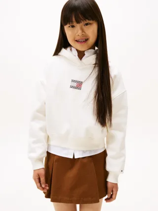 RHINE STONE FLAG HOODIE ivory silk - Gr. - 12