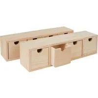 VBS Dekoobjekt Schubladenbox, mit 4 Schüben 31 cm x 8 cm Kiefernholz 2er-Pack