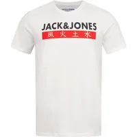 Jack & Jones Print-Shirt ELEMENTS TEE SS CREW NECK Kurzarmshirt aus Baumwolle Stretch Shirt Baumwoll-Jersey Logo Druck
