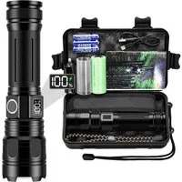 Kityhome Taschenlampe LED Aufladbar, 20000 Lumen LED Taschenlampe Extrem Hell,5000 mAh, IP67 Wasserdicht,5 Lichtmodi,für Camping,Wandern,Outdoor,Notfäll
