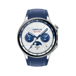 OnePlus Watch 2 [inkl. Kautschuk-Armband emerald blau] 46mm Edelstahlgehäuse silber