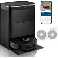 BOSCH Saugroboter mit Wischfunktion Spotless Max Cam BCRDW3BX, rotierende Wischpads, 60 W, mit Beutel, Datensicherheit, 11.000 Pa Saugkraft, Absaugstation, Kamera