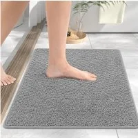 Forrlite Badematte Duschmatte Badezimmerteppich, 40x60cm Badematte rutschfest, Super Saugfähige Badematten & Badteppiche, schnell trocknend, Graue Badematte in Sisal-Optik, Badteppich Waschbar,Badezimmermatte für Dusche und Badewanne, Hellgrau