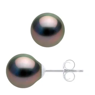 Ohrringe aus Silber 925 und echten Tahiti-Zuchtperlen, oval 8-9 mm