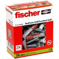 EasyHook Angle DuoPower 8x40, Dübel weiß, 25 Stück, mit EasyHook Winkelhaken