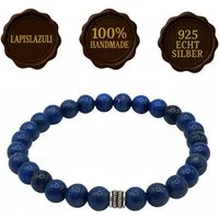 M-Punkt24 Armband Armbänder (Lapislazuli Lapis, 6mm Perlen, 50cm Durchmesser, Blau, Königsblau, inkl. Etui)