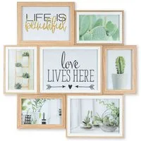 Levandeo® Bilderrahmen Collage, Bilderrahmen Collage B x H 46x47cm 7 Fotos 10x15 13x18 15x20 Natur