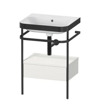 Duravit Happy D.2 Plus c-bonded Set mit Metallkonsole und Schubkasten Nordic Weiß Seidenmatt 575x490 HP4740N3939
