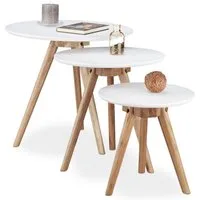 relaxdays Beistelltisch 3er Set Walnuss