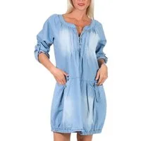 malito more than fashion Jeanskleid malito Damen Jeanskleid, Maxikleid mit Taschen, schickes Freizeitkle Sommerkleid Strandkleid Einheitsgröße