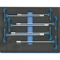 Steckschlüssel-Satz in Check-Tool-Modul, 7-teilig blau/schwarz, (2005 CT2-2133 T), T-Griff