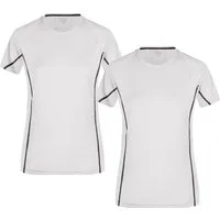 James & Nicholson Laufshirt Doppelpack Damen Sportshirt mit reflektierenden Details JN422 (Doppelpack, 2 Stück) Feuchtigkeitsregulierend, atmungsaktiv und schnell trocknend