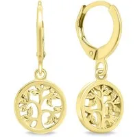 Brilio Silver Ohrring-Set Gold-plated hoop earrings Tree of Life EA648Y