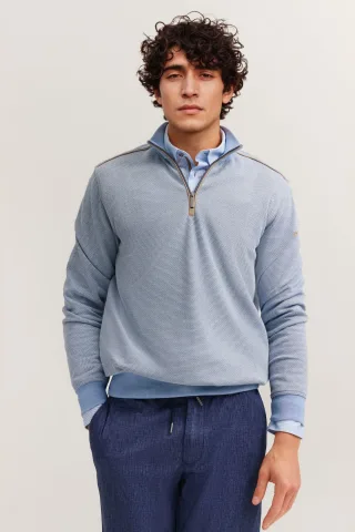 Bugatti Herren Sweattroyer im Materialmix Modern Fit