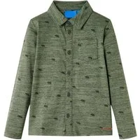 vidaXL Langarmhemd Kinderhemd Khaki Melange 140