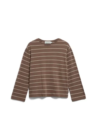 Armedangels - MARYNAA FINE STRIPE LONGSLEEVE walnut cream-oatmilk - Gr. - XL