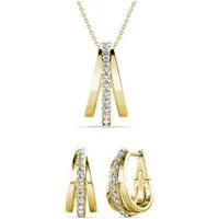 Ella Eisvogel Schmuckset Aurielle Roségold Kristall - Creolen & Halskettchen, 18 Karat