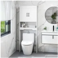 COSTWAY Badregal, Toilettenschrank 168cm mit 2 Türen & verstellbarem Regal