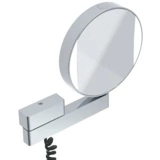 Emco LED Rasier- und Kosmetikspiegel 109506018 3- und 7-fach Vergrößerung, LED Beleuchtung, chrom, mit Spiralkabel/Stecker