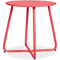 Homestyle4u Beistelltisch Gartentisch Rund Metall Balkontisch Tisch Kaffeetisch 45 cm, Rot