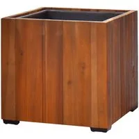 dasmöbelwerk Pflanzkübel Pflanzgefäß Pflanzkasten Blumenkasten Akazienholz 28x28 cm mit Einsatz