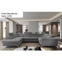 Lukas Möbel Wohnlandschaft Wohnlandschaft Linus mit Schlaffunktion Bettkasten XXL-Sofa in U-Form, mit verstellbaren Kopfstützen