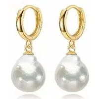 ROUGEMONT Paar Creolen Elegante Barockperlen Damen Creolen Ohrringe 10mm Perle, Echte Barockperlen