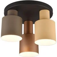 TRIO Leuchten Deckenleuchte AGUDO, Deckenlampe Ø30cm Wohnzimmer 3-flammig exkl 3xE27 max 40W, Leuchtmittel wechselbar, warmweiß - kaltweiß, mehrfarbige Lampenschirme in beige taupe & coffee, Schlafzimmerlampe
