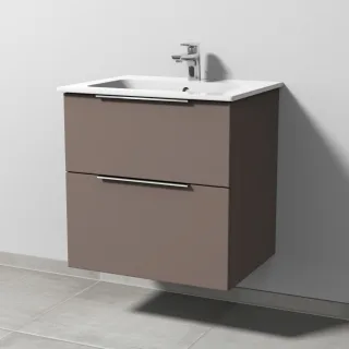 Sanipa 3way Waschtischunterbau zu Duravit ME by Starck Waschtisch mit 2 Auszügen, Taupe-Matt UP7241T