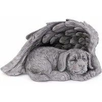 Logbuch-Verlag Dekofigur Grabdeko Engel Hund grau 14 cm - Gedenkfigur Hund mit Flügeln aus