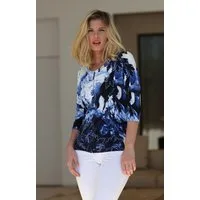 Passioni Cardigan Twin-Set mit blauem abstraktem Blumendruck