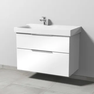 Sanipa 3way Waschtischunterbau zu Geberit Xeno2 Waschtisch mit 2 Auszügen, Weiß-Glanz UF66278