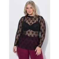 MIAMODA Longshirt Mesh-Shirt Slim Fit Mesh-Spitze Langarm