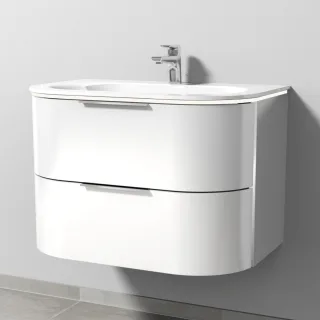 Sanipa 4balance Glas-Set mit 2 Auszügen und LED-Beleuchtung, Weiß-Glanz, DG21278 DG21278