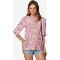 Imily Bela Druckbluse Damen Fleckenmuster Rundhals 3/4-Ärmel Sommer Lässig Alltag (Packung, 1-tlg., 1per-Pack) mit Rundhalsausschnitt Print