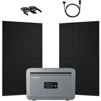 Growatt Balkonkraftwerk 1000W Bifazial PV mit Speicher 2048Wh Growatt NEXA 2000 All-in-One LFP, (2x 500Wp Full Black und NEXA 2000 All-in-One Speicher), WiFi & Bluetooth-Unterstützung