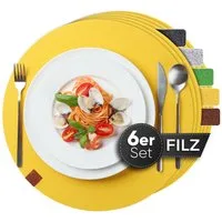 Loco Bird Platzset Tischset aus Filz, 6er Set Rechteckig, 38 cm Telleruntersetzer, (Tischset), abwischbare Tischuntersetzer Platzdeckchen