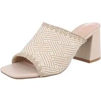 Ital-Design Elegante Mules mit Absatz für Damen - Komfort und Stil Pantolette (89930122) Blockabsatz Sandalen & Sandaletten in Beige