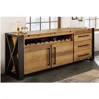 riess-ambiente Sideboard THOR 195cm vintage braun / schwarz (Einzelartikel, 1 St), Wohnzimmer · Massivholz · Metall · Kommode · Industrial Design