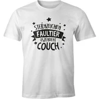 MoonWorks Print-Shirt Herren T-Shirt mit Spruch lustig Sternzeichen Faultier. Aszendent Couch. Motiv Fun-Shirt Moonworks® mit Print