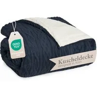 Wohndecke Oeko-TEX zertifizierte waschbare Wohn- & Kuscheldecke, Blumtal, mit weicher Sherpa-Innenseite