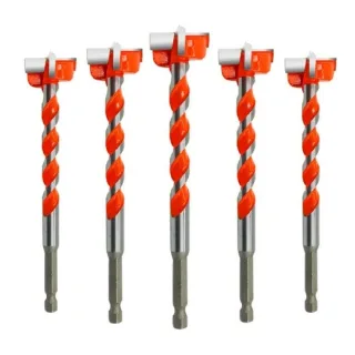5PCS Carbide Hinge Boring Forstner Drill Bits for Wood & Locks Precision Boring Tools with Hex Shank (45 Gauge Steel)
