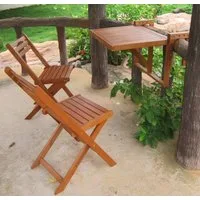 Garden Pleasure Balkonhängetisch BERKELEY (Set, 3-St), Eukalyptus, klappbar, 60x40cm, 2 Stühle, braun