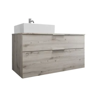 Burgbad Keramik Waschtisch-Set Eqio Eiche Dekor Silber/Alpinweiss, SGUQ120LF6015C0001 SGUQ120LF6015C0001
