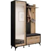 Compleo Garderoben-Set mit Bügelhalter und Spiegel ALICE, Moderne Garderobe für den Flur, mit Sitzkissen