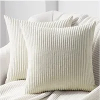 Topfinel Kissenbezug gestreiftes Muster,2er Set Kissenhülle Dekokissen Kissenbezug, Kordsamt 35x35 Sofakissen Couchkissen Zierkissenbezug Dekokissen
